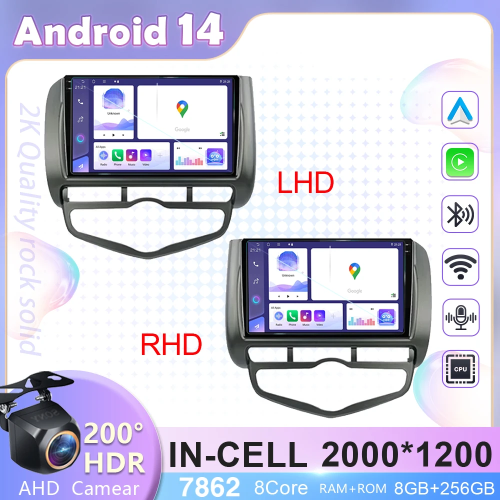 

Android14For Honda Fit Jazz2002-2008LDH RDH car radio multimedia video player navigation stereo GPS 5G WiFi smart screen