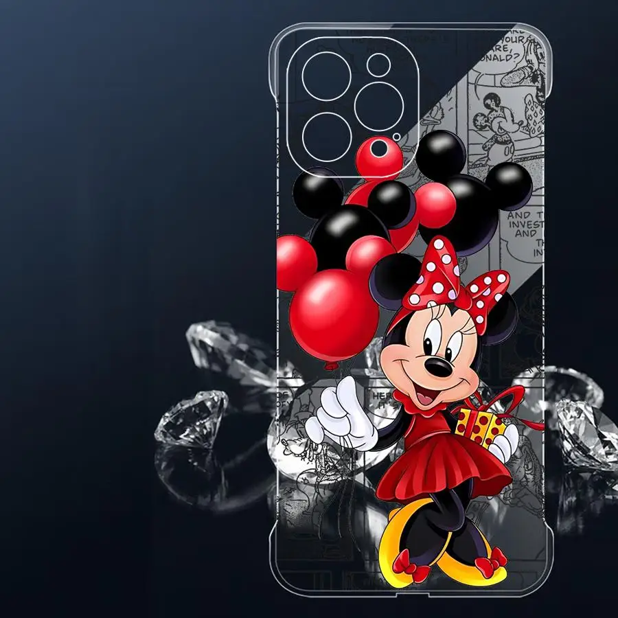 Disney mickey minnie myš telefon pouzdro pro iPhone 16 pro 13 pro maxi 14 15 11pro 12 pro maxi průhledná průhledný natvrdo zpět zakrýt