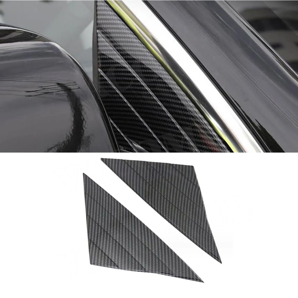 

For Tesla Model 3 2019+ ABS Carbon Look Front Door Window A Pillar Triangle Cover Trim Exterior Car Accessories