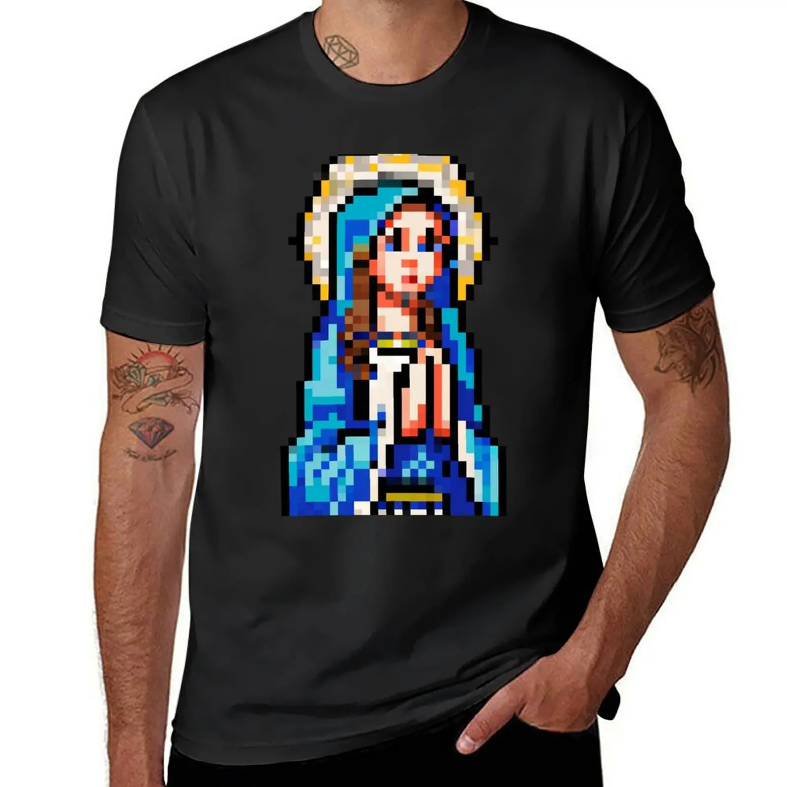 Blessed Virgin Mary - Pixel Art T-Shirt graphics plain blacks mens t shirt