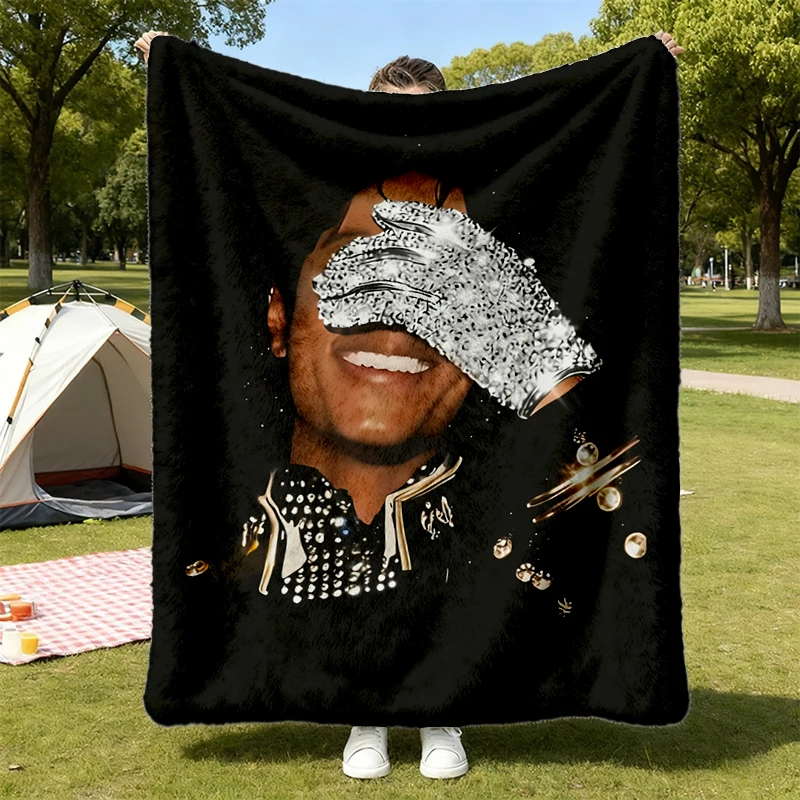Jackson Flannel Blanket, King of Pop Flannel Throw, Michael Fan Gift Cozy Blanket Warm Blanket