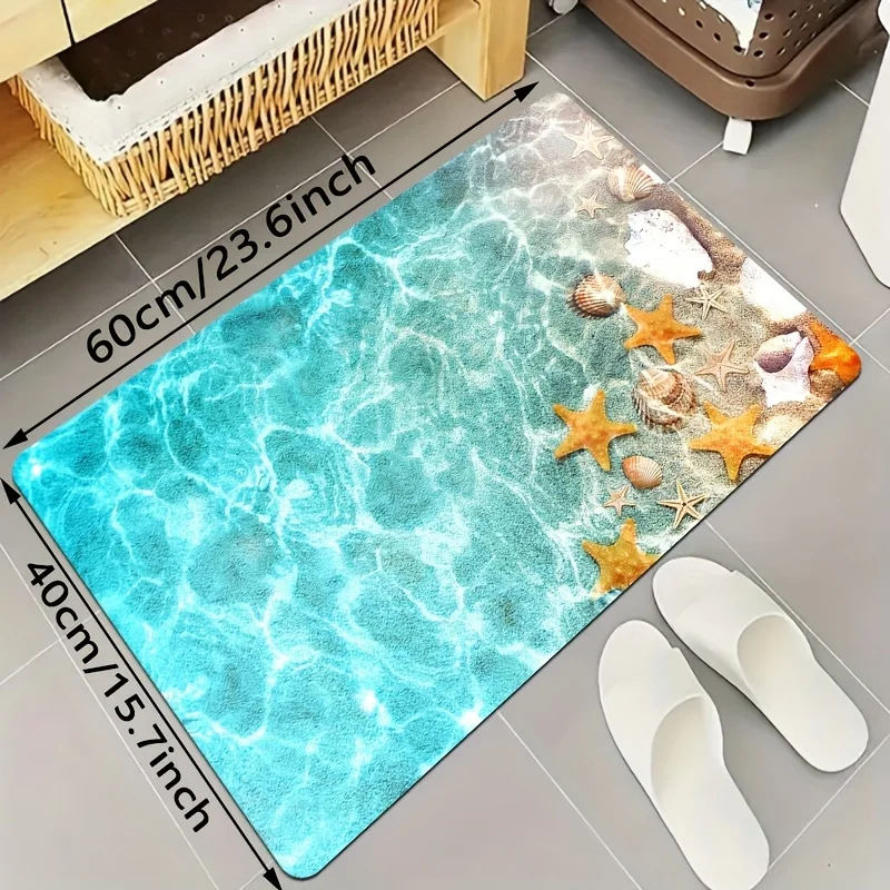 Ocean Starfish Kitchen Floor Mat Entrance Door Mat Decorations Non-Slip Hallway Balcony Long Rugs Bedroom Bedside Foot Pad