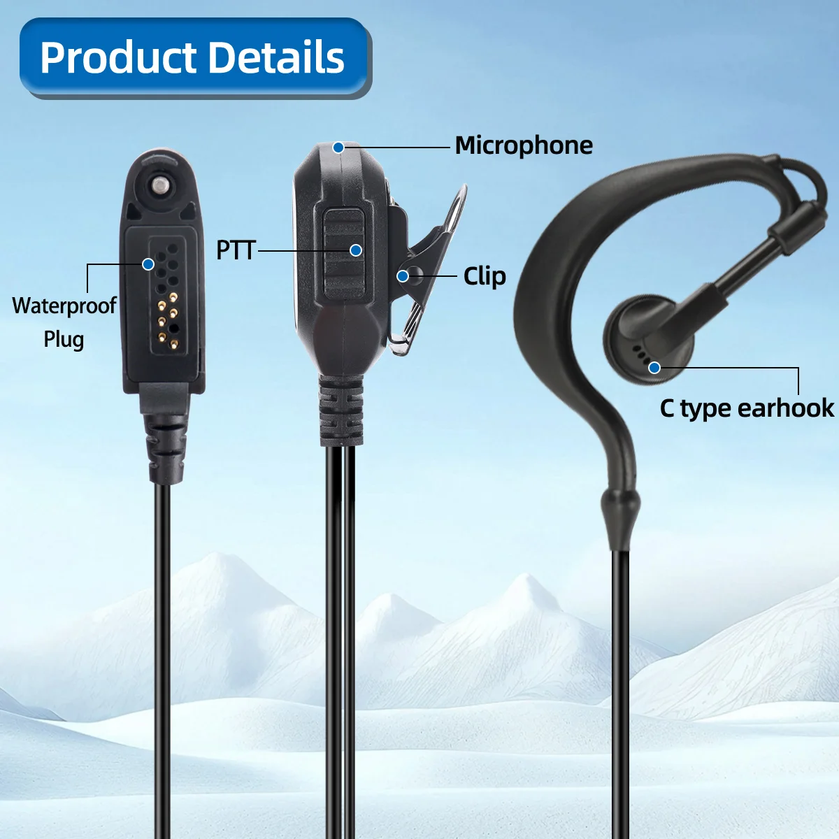 BAJETON Walkie Talkie Earphone Earpiece Headset with PTT Mic Headphone For Bajeton Ham Radio BJ-9000 Radtel RT-950 RT-950PRO