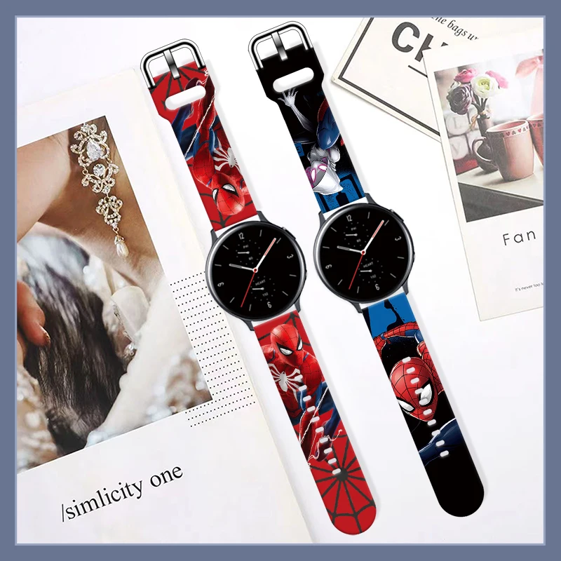 Disney Spider-Man 20mm Printed Strap for Samsung Galaxy Watch 6/5 40mm 44mm Band Replaceable Bracelet for Amazfit Balance 45mm