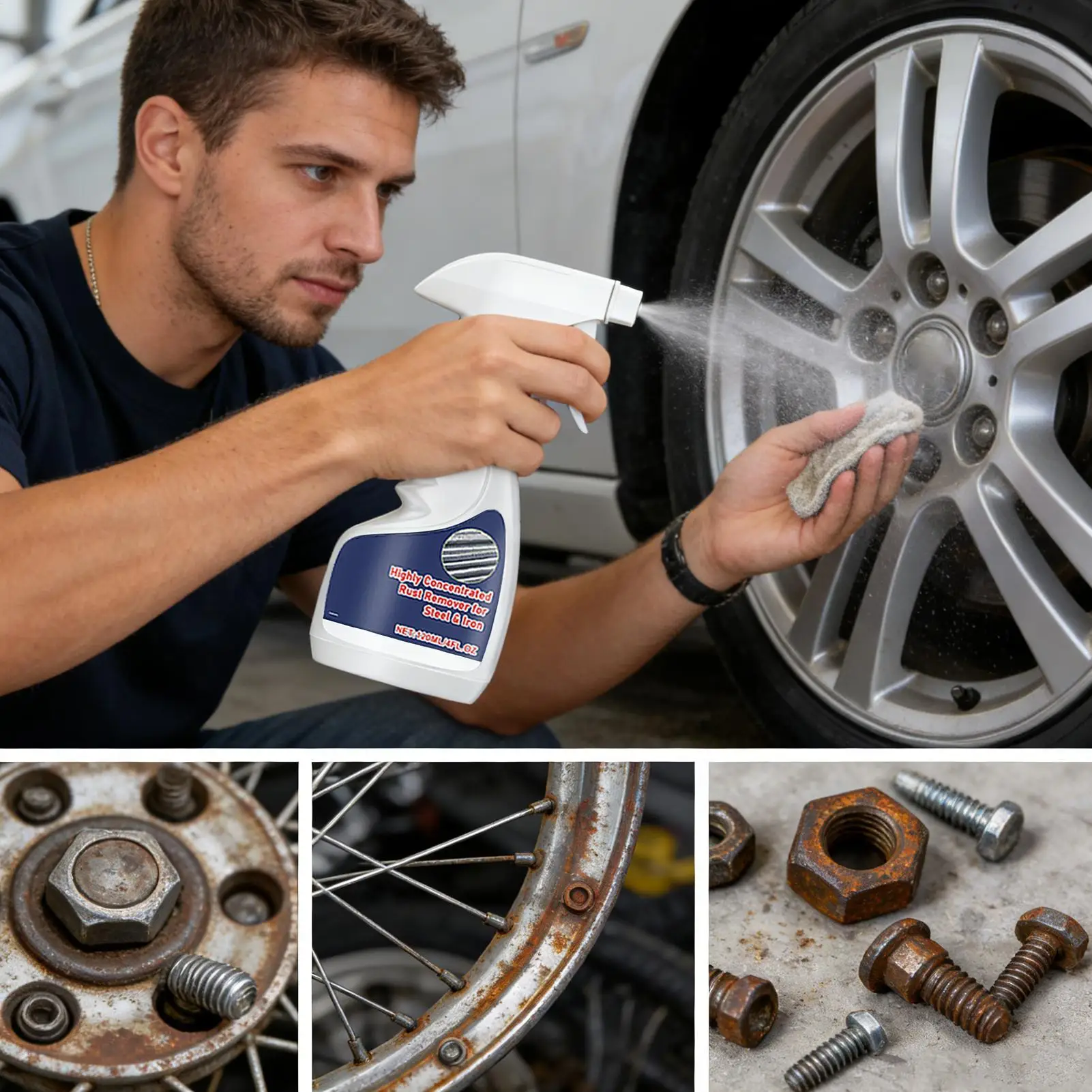 Removedor de Óxido Metálico Multiusos de 120 ml, Inhibidor de Óxido, Spray Desoxidante, Potente Removedor de Óxido Metálico para Mantenimiento de Automóviles