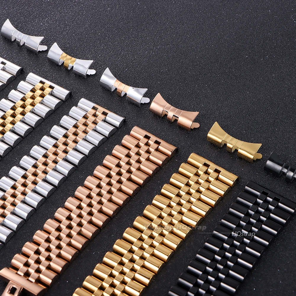 Massives Edelstahl-Uhrenarmband für Rolex, flaches, gebogenes Endband, Schmetterlingsverschluss, Ersatzgürtel, 12, 13, 14, 16, 17, 18, 19, 20, 21, 22 mm – Detail 8
