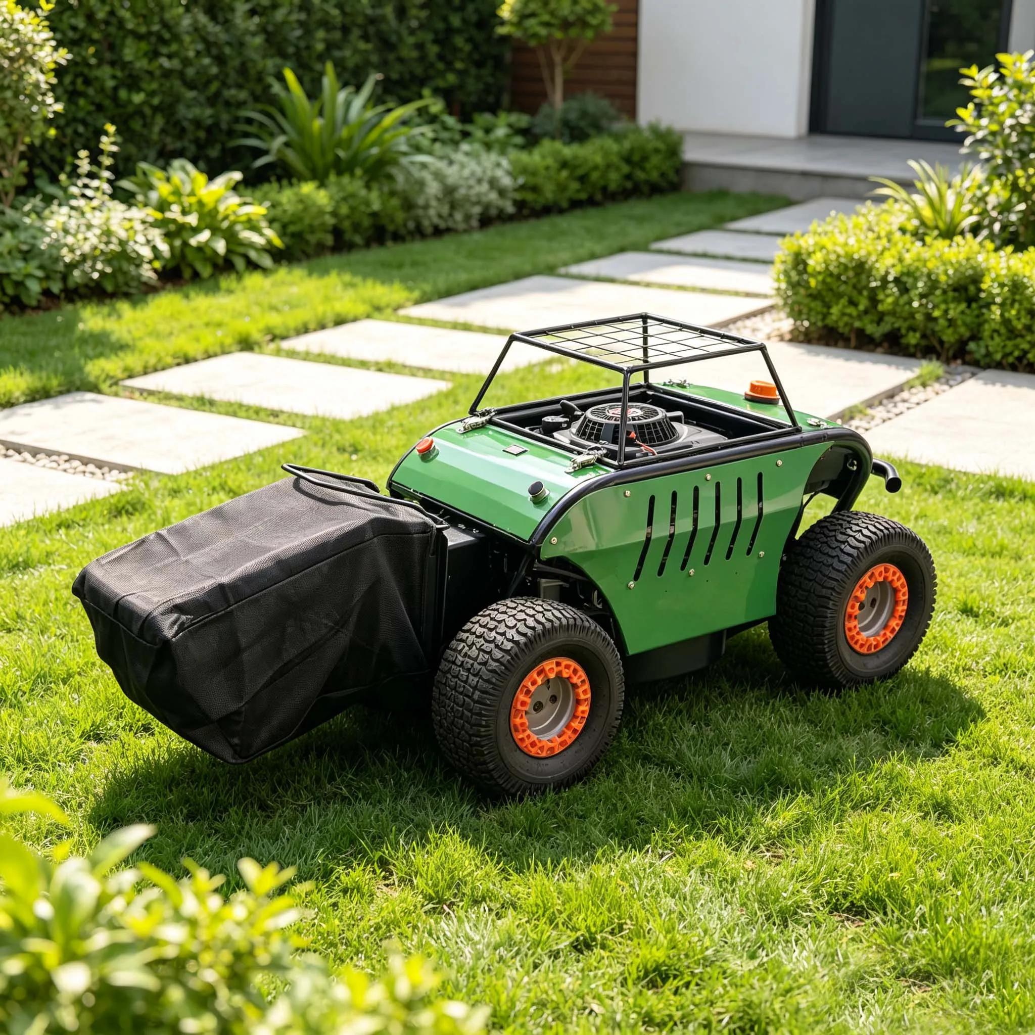 Labor Saving Wireless Remote Control Adjustable Cutting Height Anti Collision Lawn Mower For Yard Slope Grass Trimming