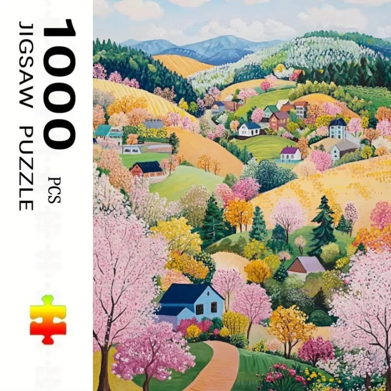 Jigsaw Puzzle 500/1000 Pieces Countryside Landsape Paper Puzzles Adult Present Portable Box for Family Games Educational Toys