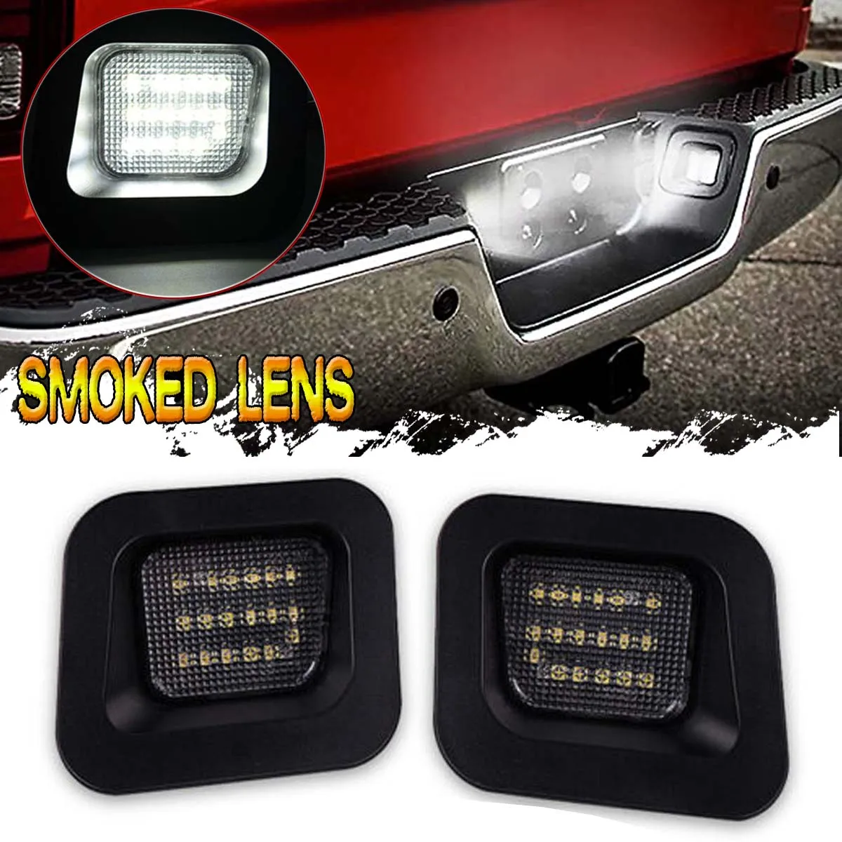 

Smoked LED License Plate Rear Bumper Lights for Dodge Ram 1500 2500 3500 2003-18