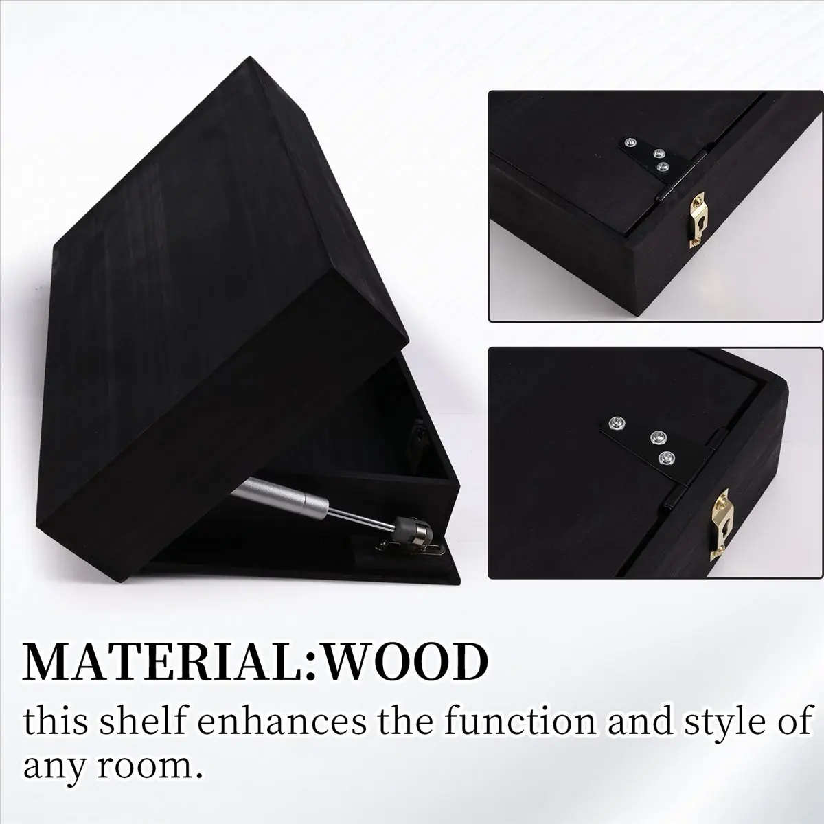 A013 Flip Design Shelf with Secret Compartment Wall Mounted Bookshelf Modern Decoration Black