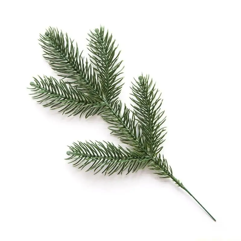 QX2E Christmas Artificial Leaves Simulation Pine Tree Branch for DIY Flower Arrangement Home Christmas Festival Party Decoration