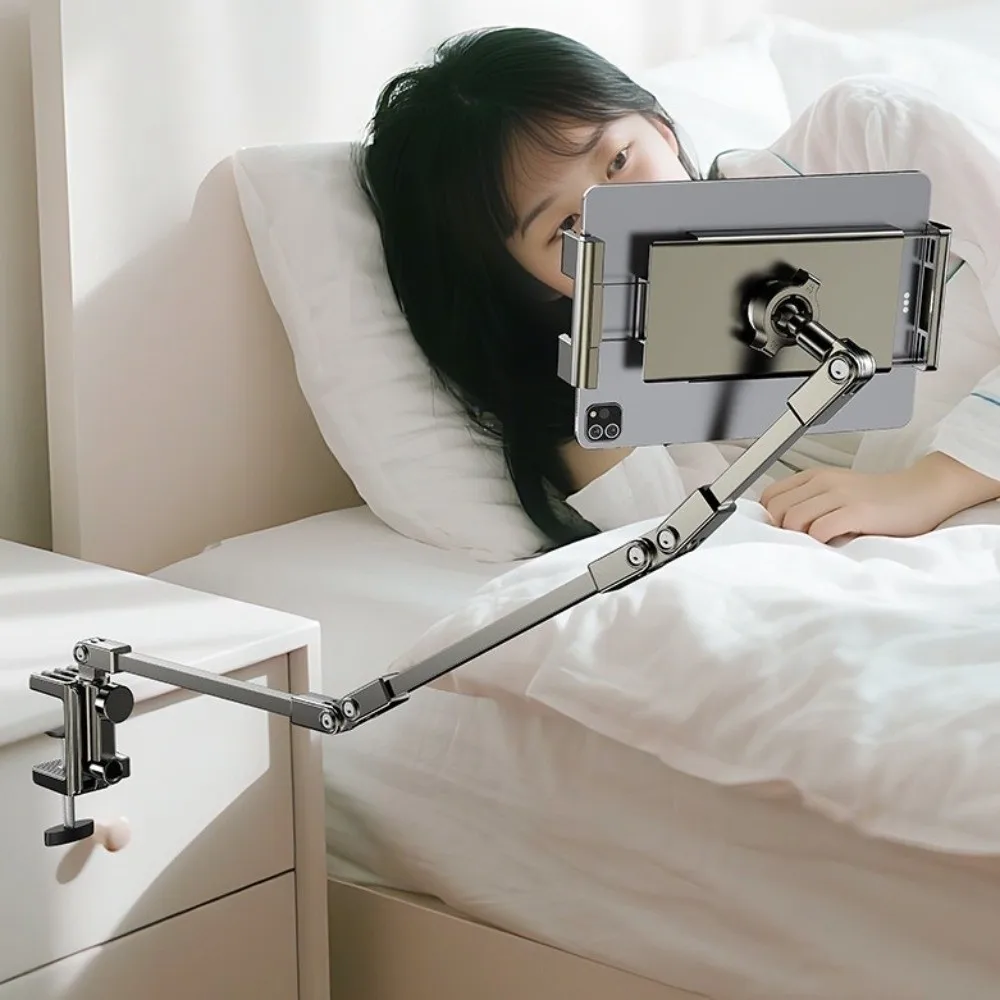 Sturdy Multi Angle Tablet Stand 2/3 Sections Arms Adjustable Lazy Tablet Bracket Metal Viewing Stand Desk