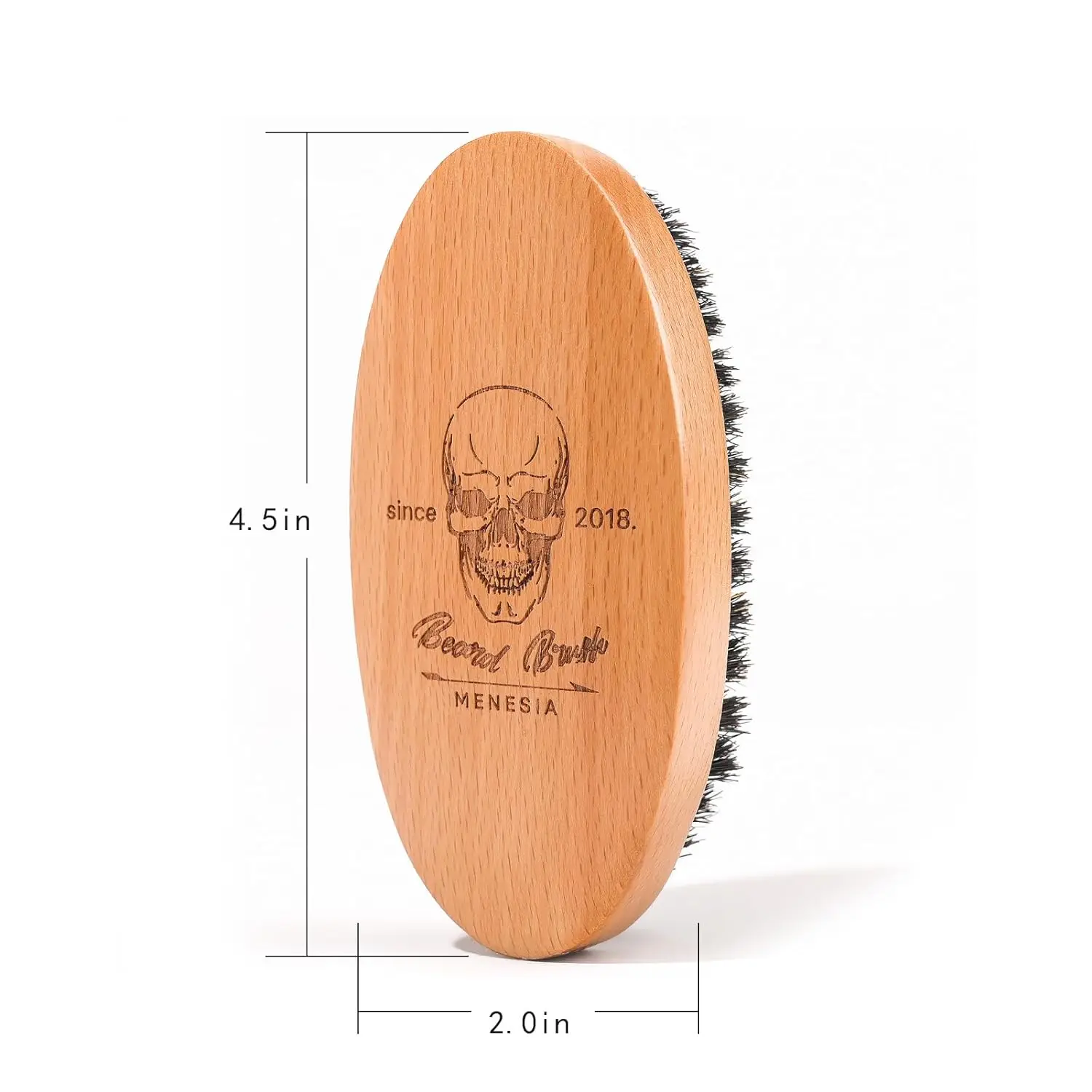 Boar Bristle Hair Beard Brush for Men, Small Soft Beard Brush, Pocket Travel Men\'s Wooden Mustache Brush (Skull)