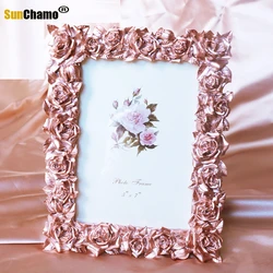 Rose Gold Shape Resin Picture Frame, American Flower Photo, Creative Light, Luxury Set Up, Idyllic Lady, Home Decor, 6 ”, 7 Inch