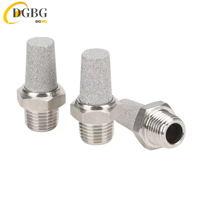 BSL 304 316 stainless steel silencer pagoda flat head noise reduction silencer BSLM solenoid valve mute connector