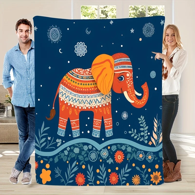 

Удобное фланелевое одеяло с рисунком в богемном стиле, милый маленький слоненок, 1 шт., модное, мягкое и теплое