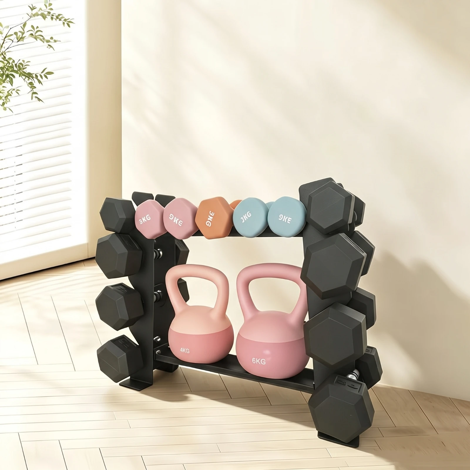 ダンベルラック 二層式ダンベル収納ラック 高耐久性 省スペー - Home Gym In Apartment のレビューと価格