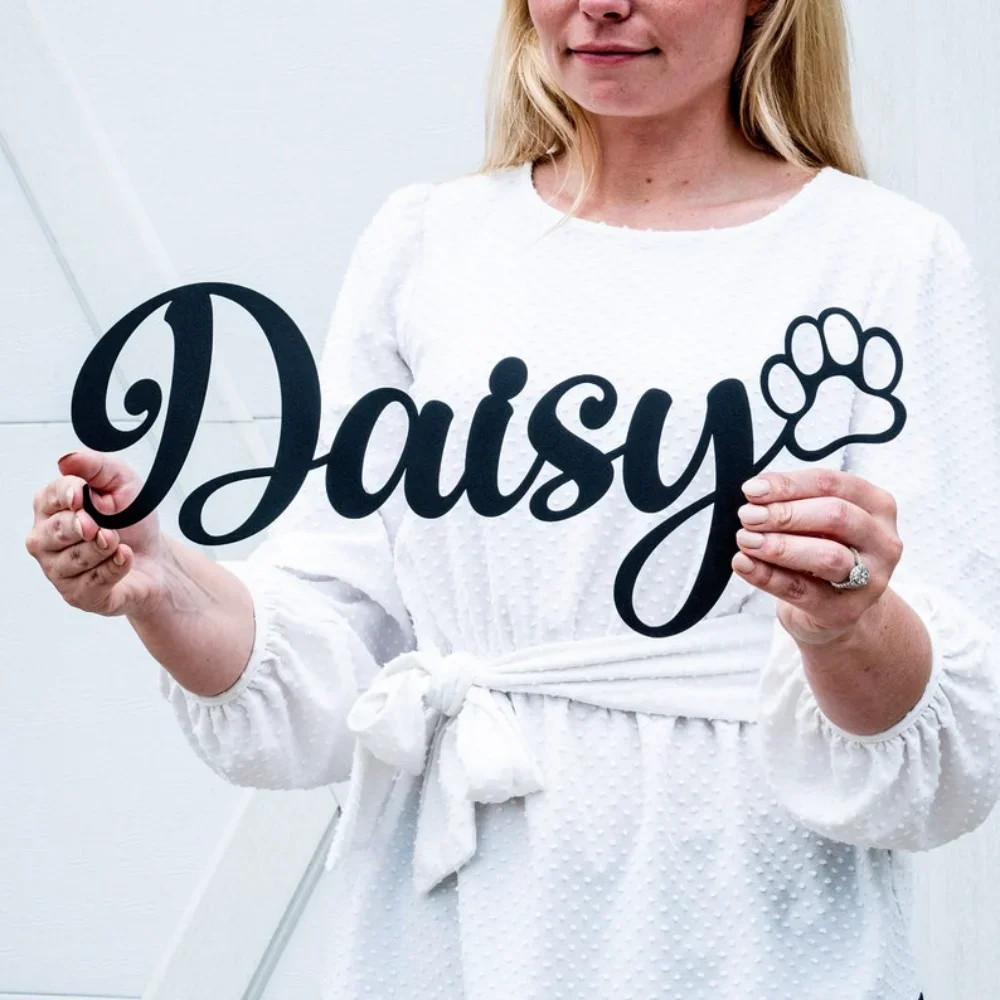 

Personalized Pet Name Paw Custom Metal Dog Decor Dog Sign Gift Mom Dad Loss Memorial Unique Keepsake