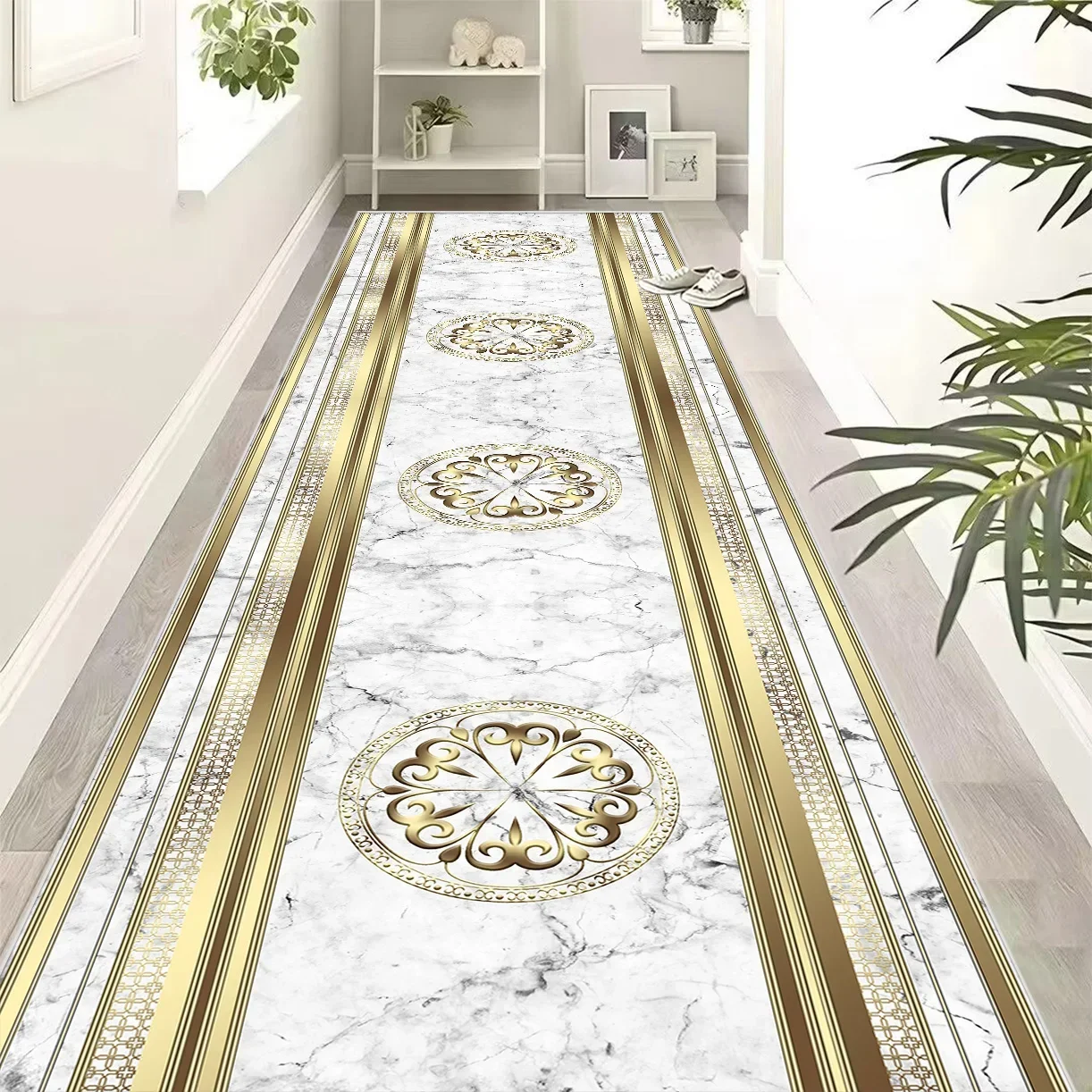 Luxurious Golden Long Corridor Carpet European Decoration Hallway Carpets Non-slip Stairway Rug Customizable Runner Aisle Mat 러그