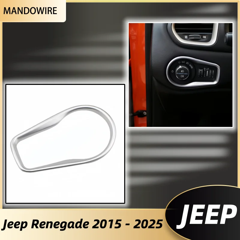 

Car Head Light Lamp Headlight Switch Adjust Cover For Jeep Renegade 2015 - 2025 Decoration Sticker Trim Interior Accessories