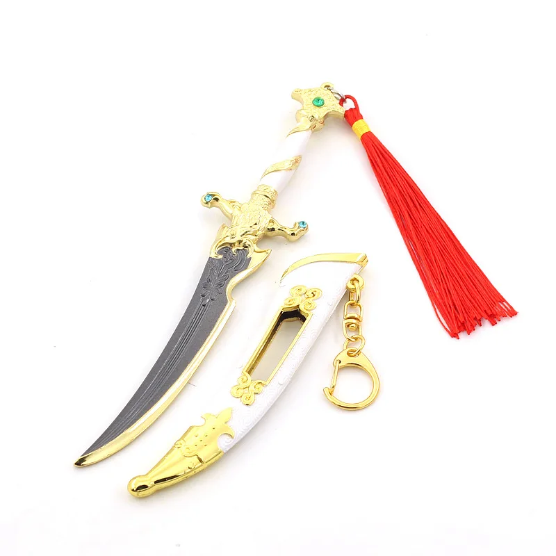 18CM/7,09 pulgadas Naraka Bladepoint juego periférico totalmente metálico Eagle-kiss daga espada artesanal con funda juguete espada modelo regalo