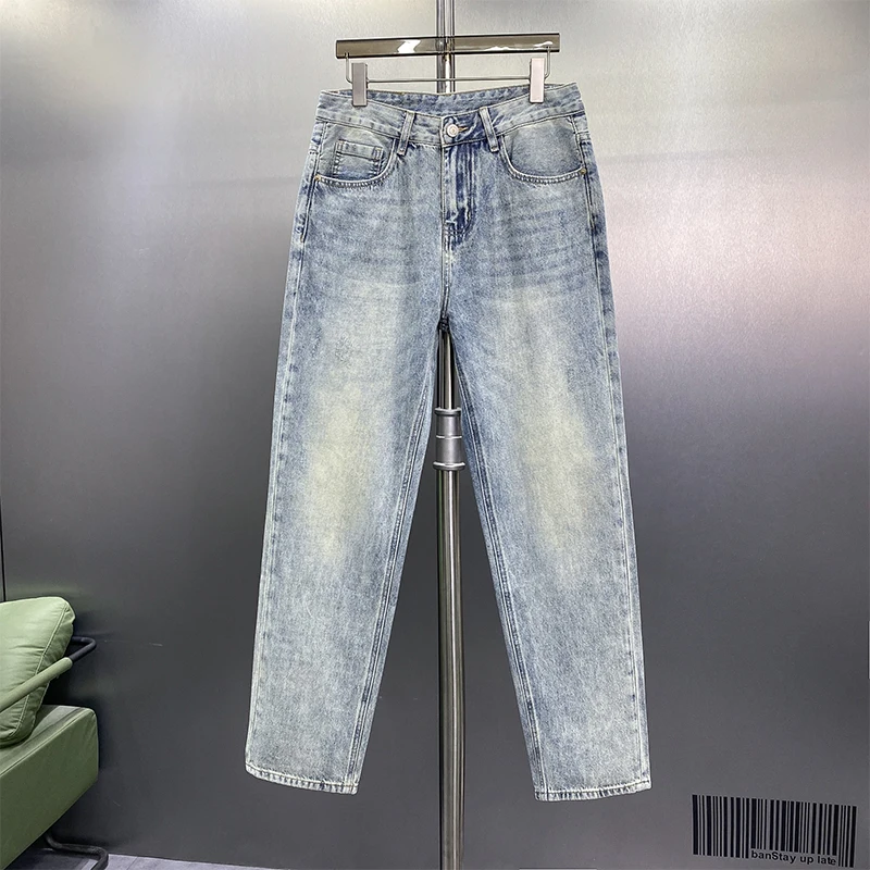 Summer light blue jeans for men's thin elastic soft breathable fashionable luxurious high-end casual and versatile long pants