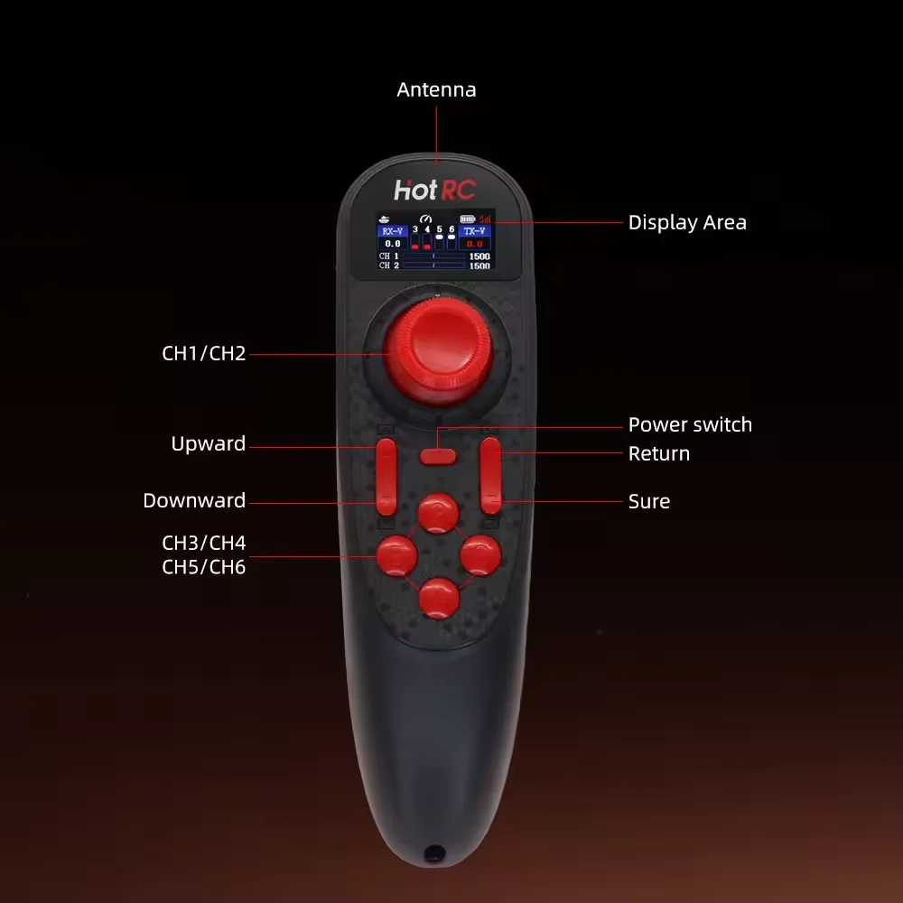 HOTRC DS-650 6CH 2.4G Sistema de Rádio Transmissor Tela Colorida Controle Remoto com Receptor F-06A para Barco RC Modelo de Carro DS600