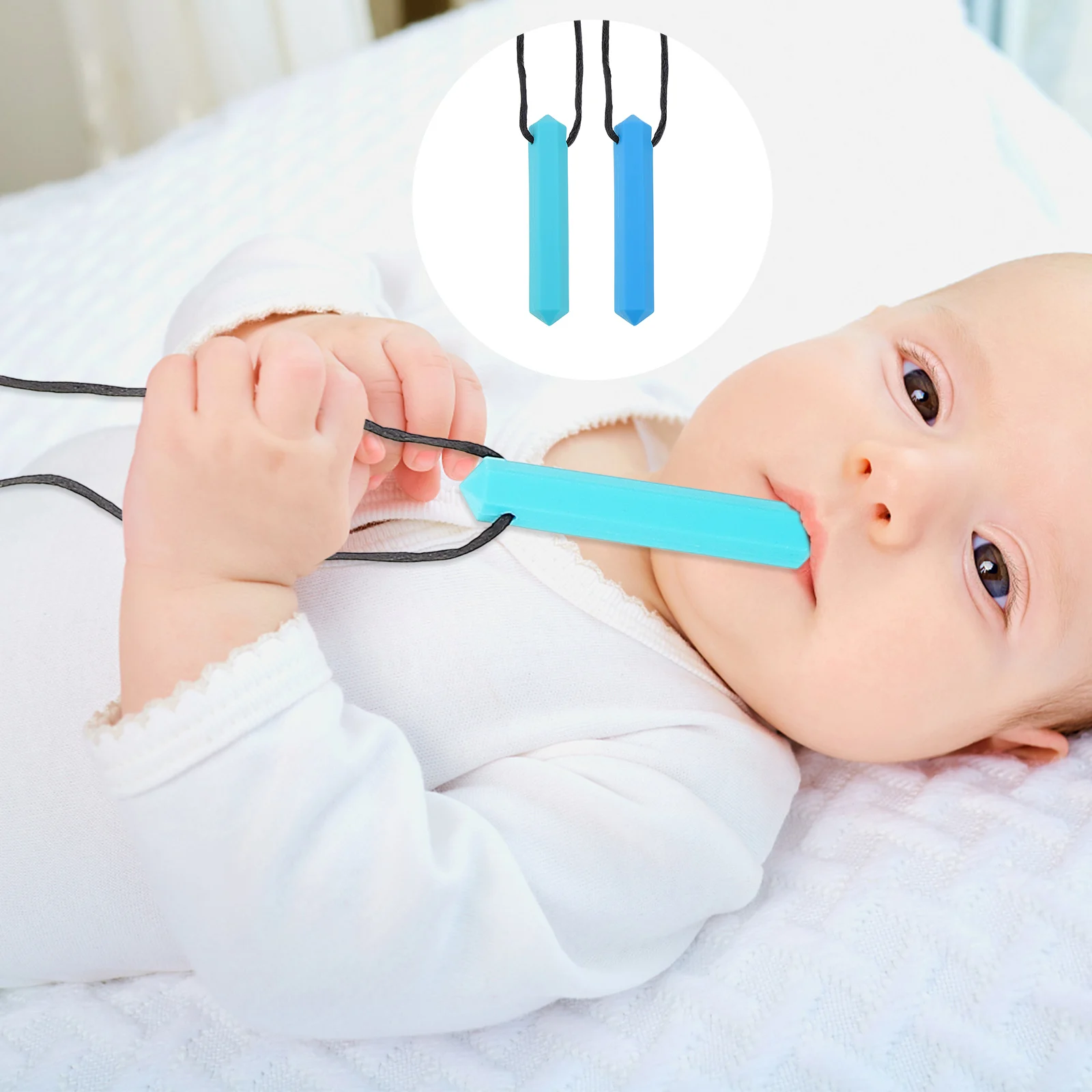 

2Pcs Baby Pendant Necklace Cartoon Silicone Chew Toys Practical Grinding Toy Silicone Chew Toys Safe Lightweight