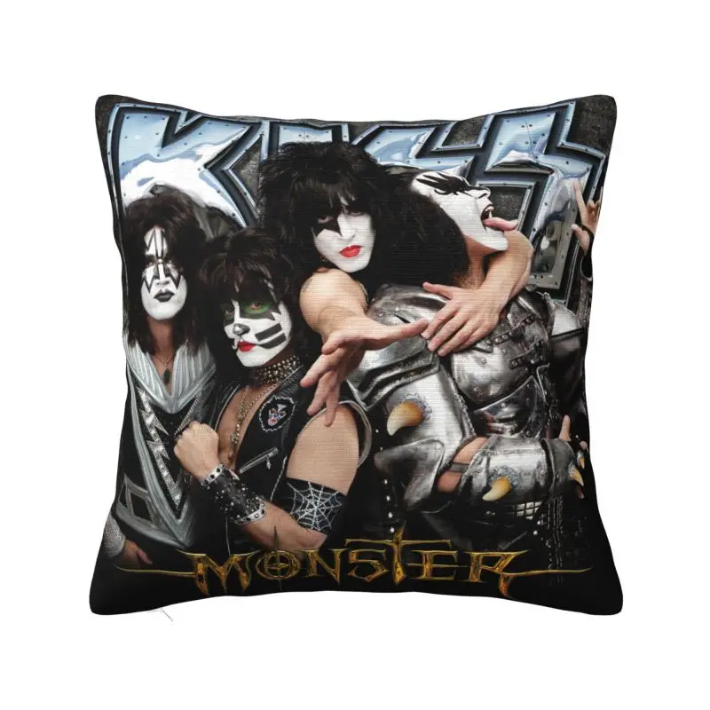 Custom Luxury Kiss Rock Roll Cushion Covers 45x45cm Soft Gorgeous Metal Heavy Band Throw Pillow Case for Car Square Pillowcase