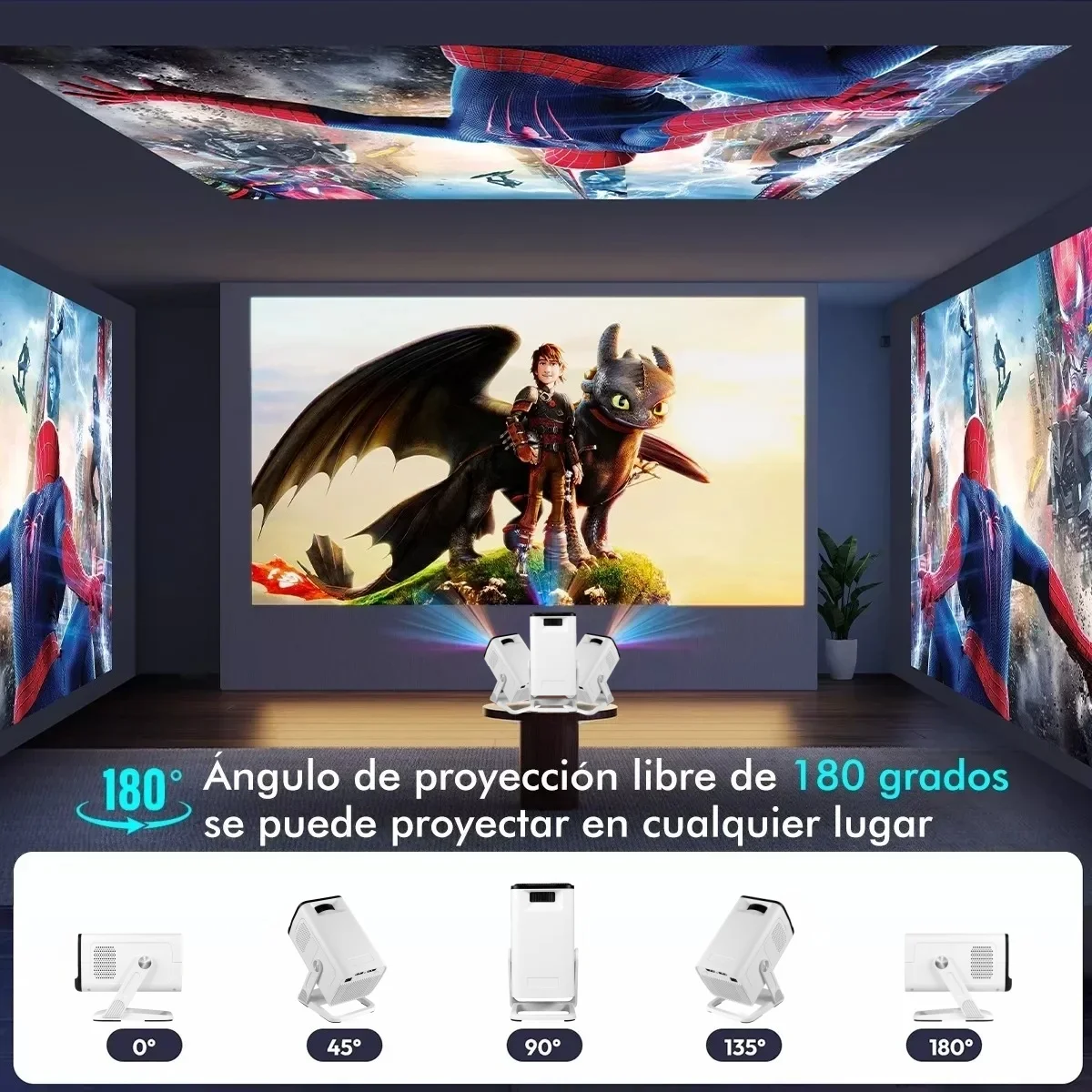 KIXIN Portable projetor 4K Projector 4K 300ANSI WiFi6 Bluetooth 5.4 Android 14 Mini Home Theater Portable projector Outdoor