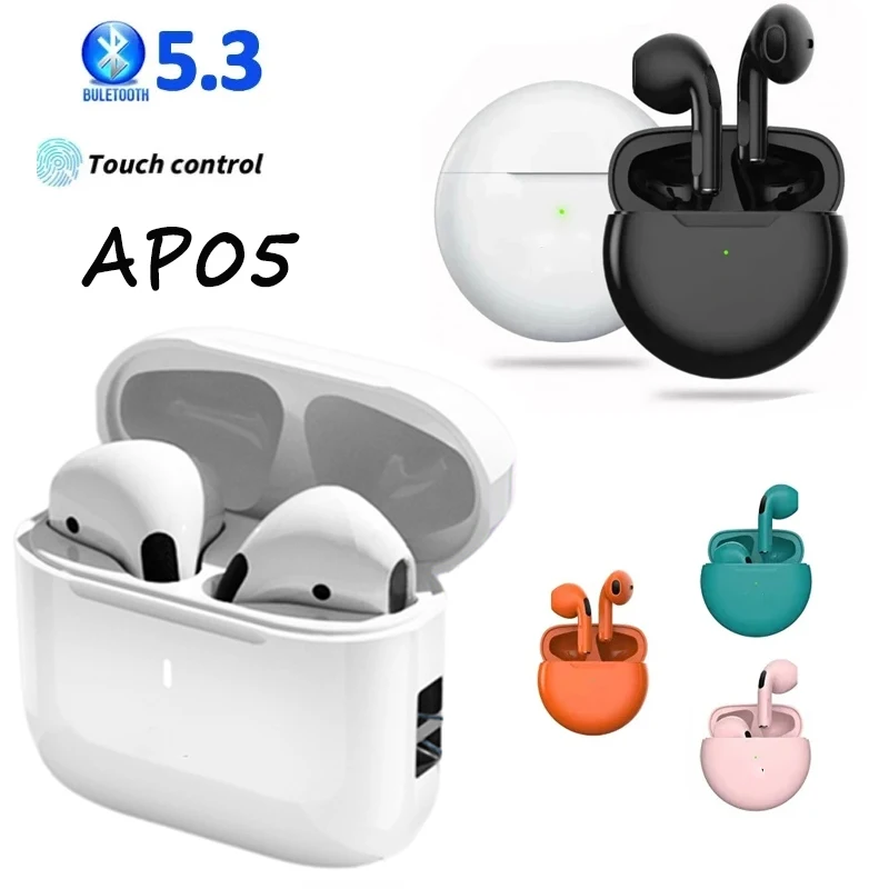 AP05  Air Pro 6 TWS Wireless Bluetooth Earphones Touch Control Earbuds With Microphone Hifi Sound Sport Earbuds Music Headset