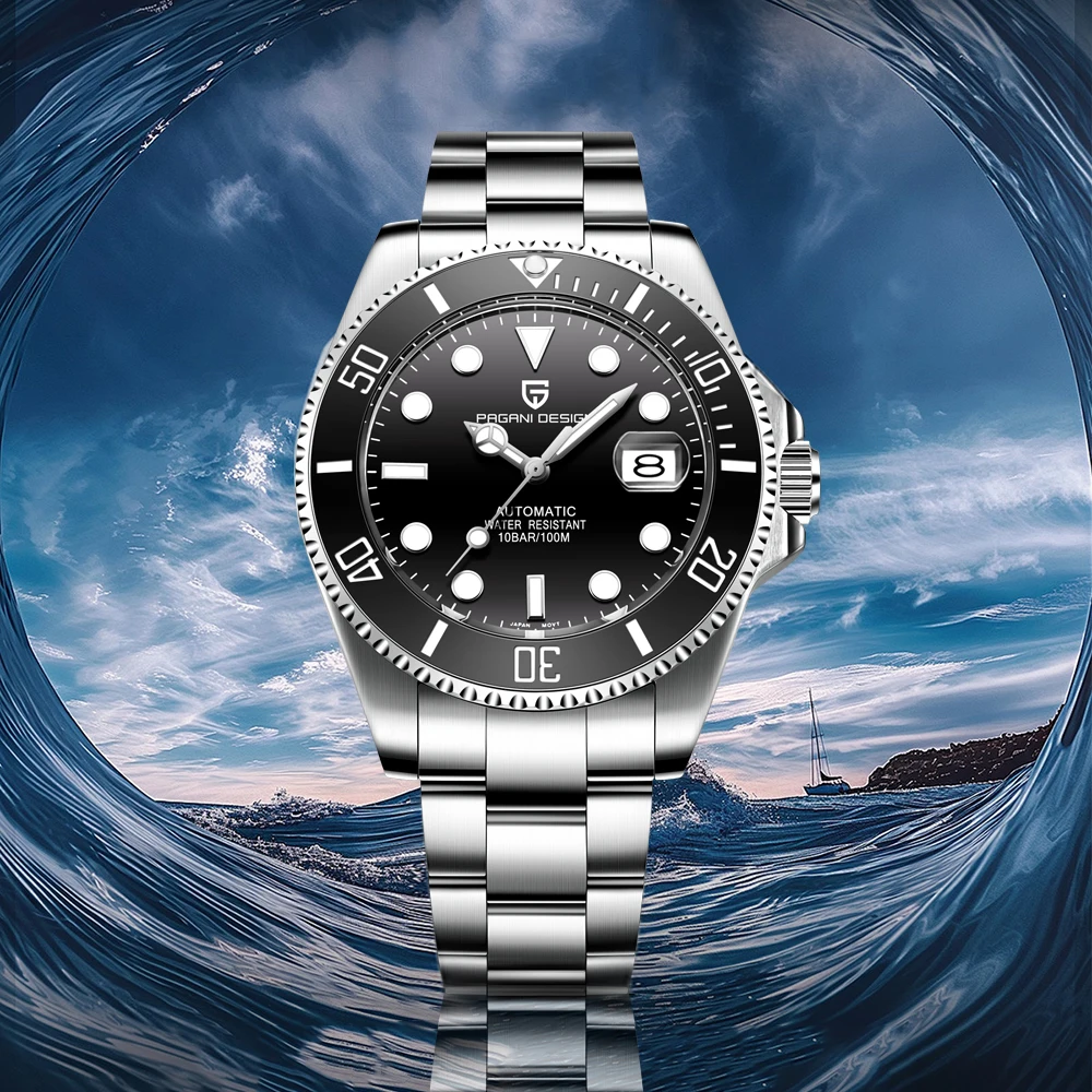 

PAGANI DESIGN 43MM Men's Watches Luxury Japan 8215 Mechanical Watch Automatic Wristwatch Stainless Steel Clocks Calendar Display