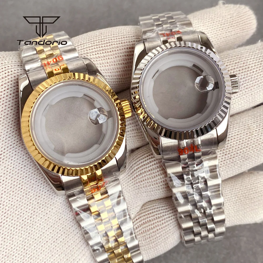 Sapphire 31mm Lady's Watch Case+Bracelet Fit NH05 NH06 Model Parts Silver Gold 316L Stainless Steel Women Wristwatch Accessories