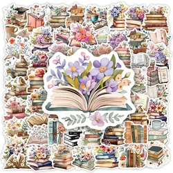 Watercolor Book with Flower Aesthetic Stickers DIY Gift Decal for Notebook Laptop Phone Scrapbook Decorative Bottles Waterproof