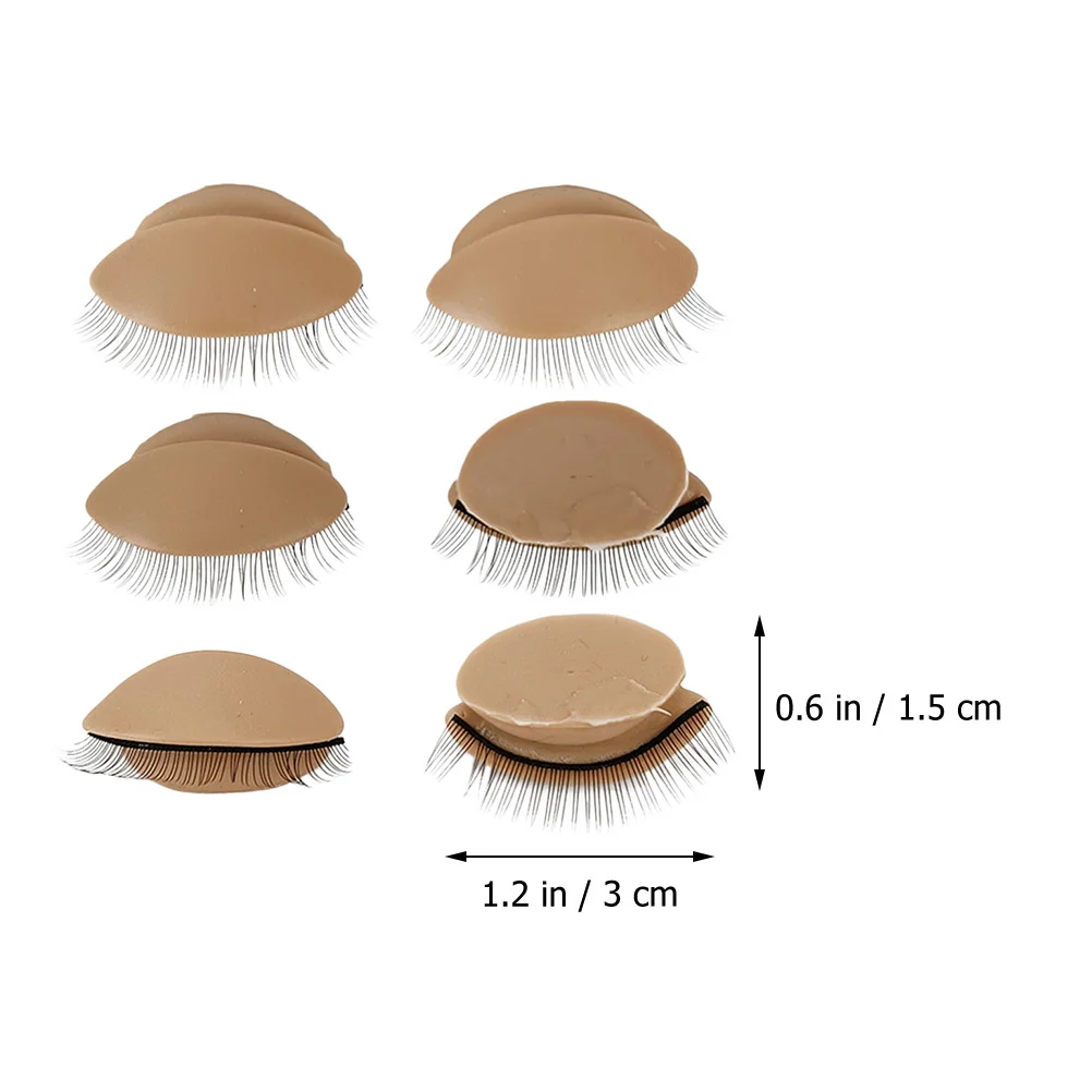 

3Pairs Silicone Eyelash Practice Eyelids Removable Replacement Realistic Eyelid for Lash Extension Training and Makeup Practice