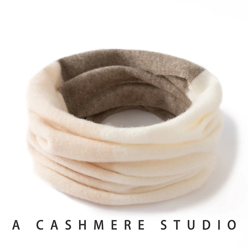 Szal damski 100% kaszmir Trójkolorowy szal Prosty styl Elegancki krótki szal dla kobiet do biura Luksusowy szal na jesień i zimę Kaszmirowy ciepły ocieplacz na szyję