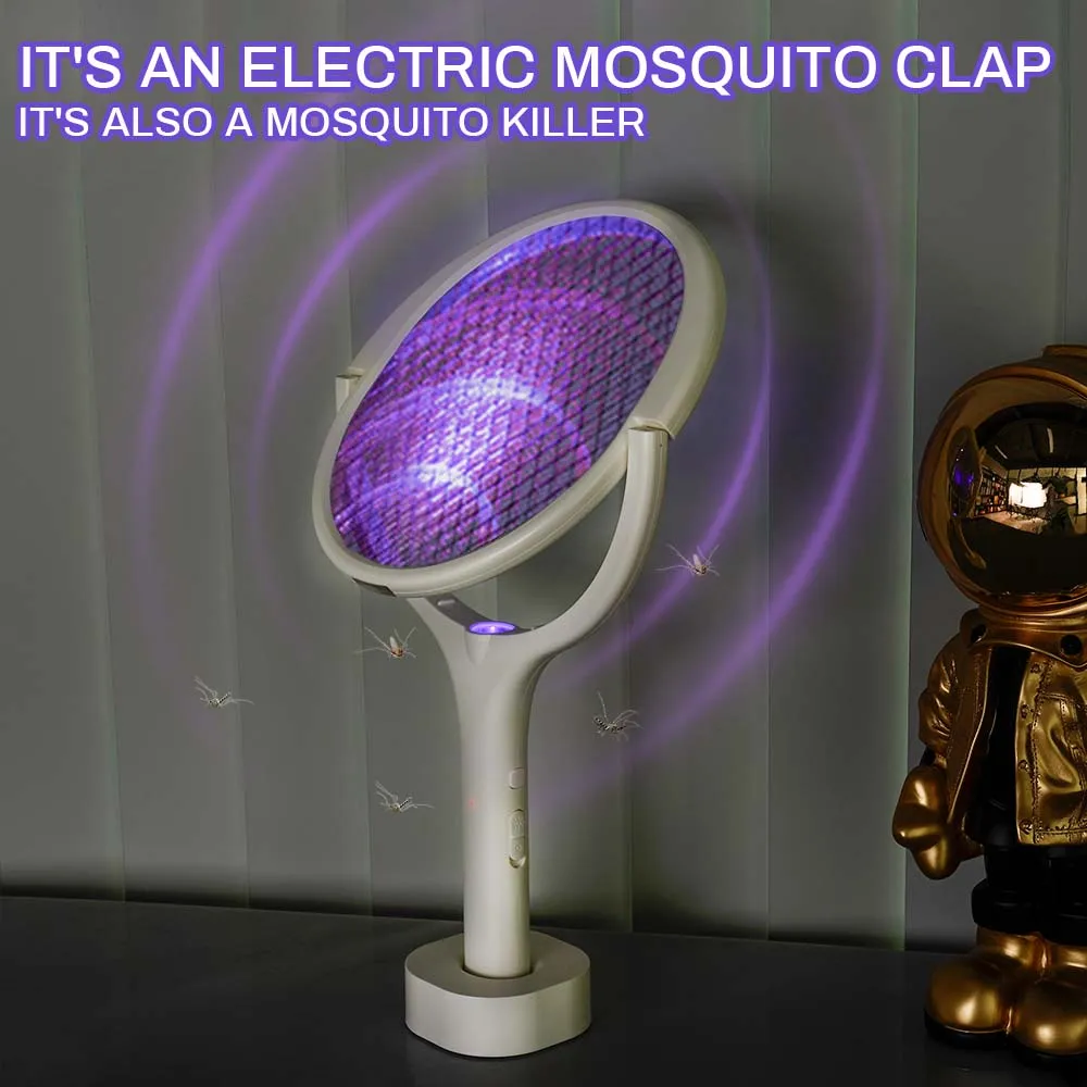 90 Degree Rotatable Mosquito Killer Lamp 5in1 Electric Shocker UV Light Bug Zapper Trap Electric USB Rechargeable Fly Swatter