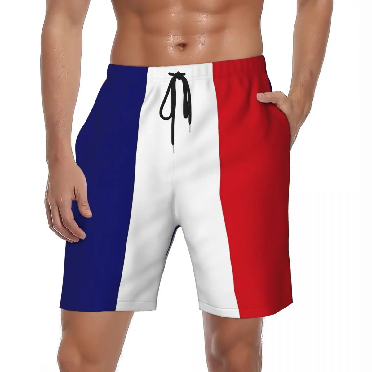 French Flag Gym Shorts Summer Cool Fashion Sports Board Short Pants Men's Breathable Fashion Design Large Size Swim Trunks