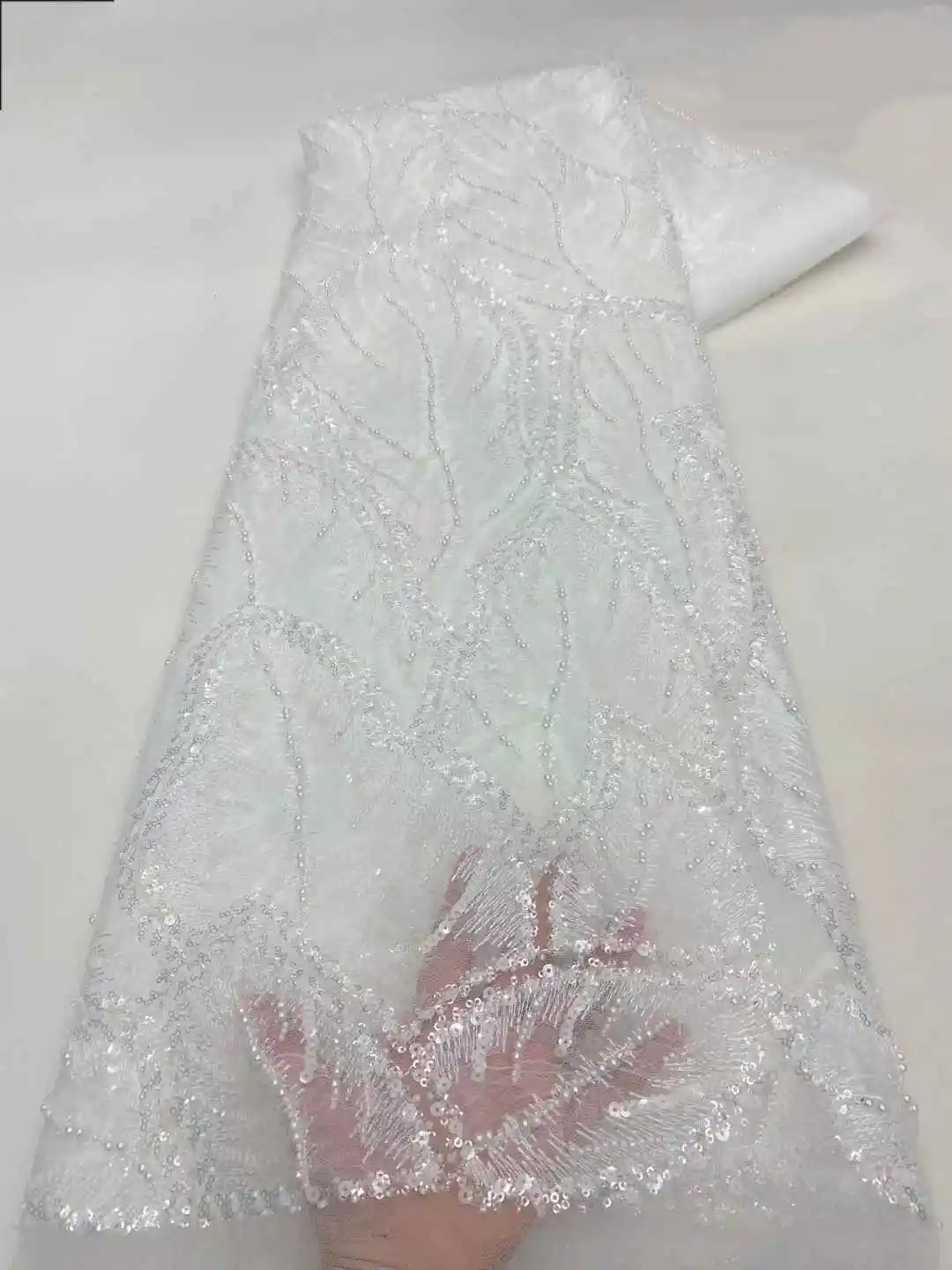 Роскошная французская сетчатая кружевная ткань с вышивкой бисером, африканская нигерийская кружевная ткань с блестками для свадебного платья, швейный материал,