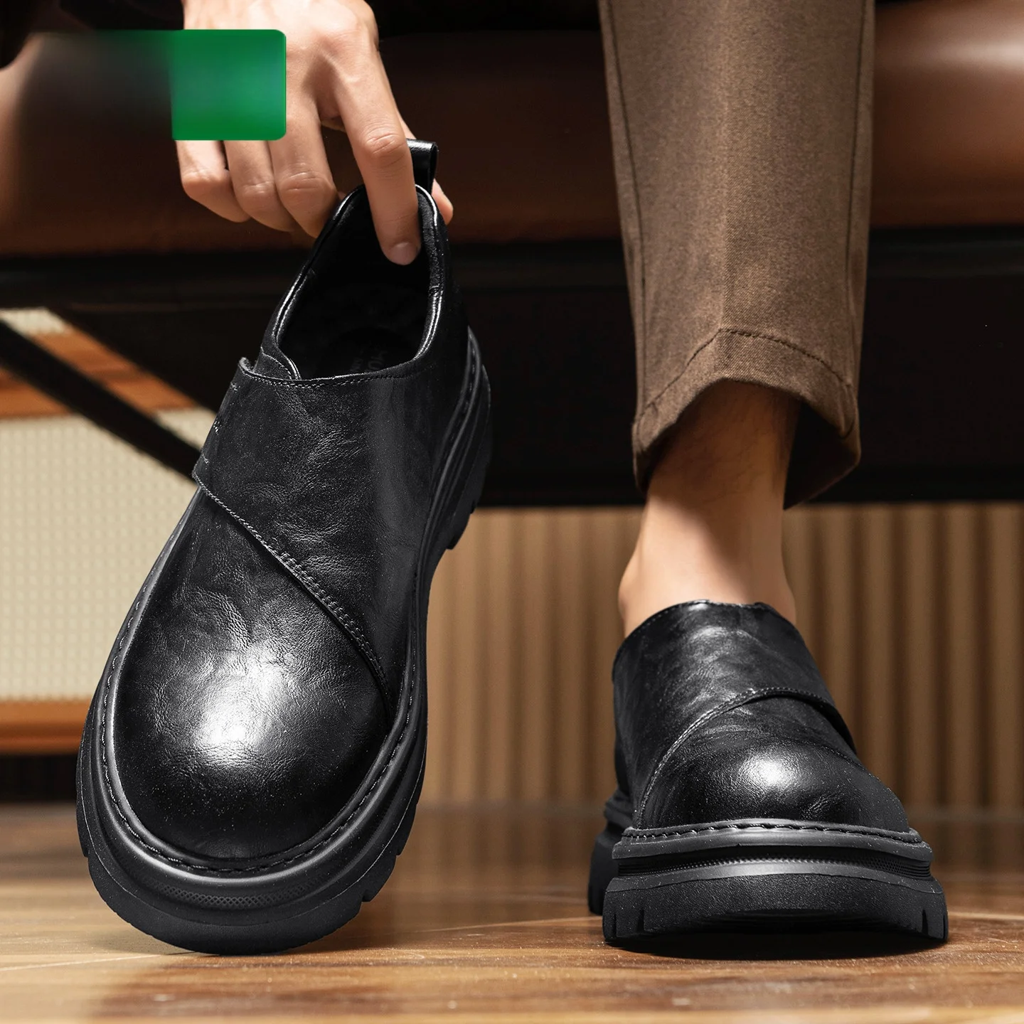 

Мужские деловые свадебные ботинки, низкие ботинки для помощи, с круглым носком, на резиновой подошве, удобная модная кожаная подошва...