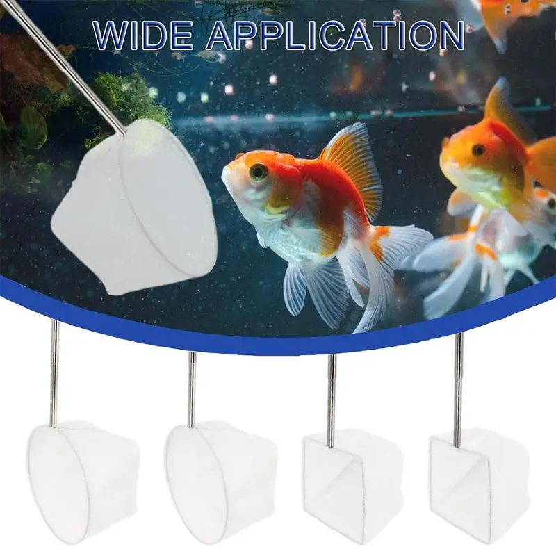 Fish Net Aquarium Cleaning Retractable 3D Stainless Steel Pocket Shrimp Catching Fish Tank Cleaning Net For Small Pond And Pool