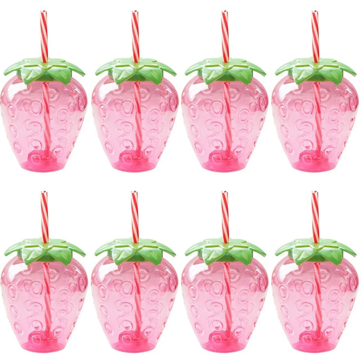 

8 шт. клубничные чашки с крышками и соломинками, многоразовые милые чашки для питья, клубничные бутылки для воды для гавайской летней вечеринки