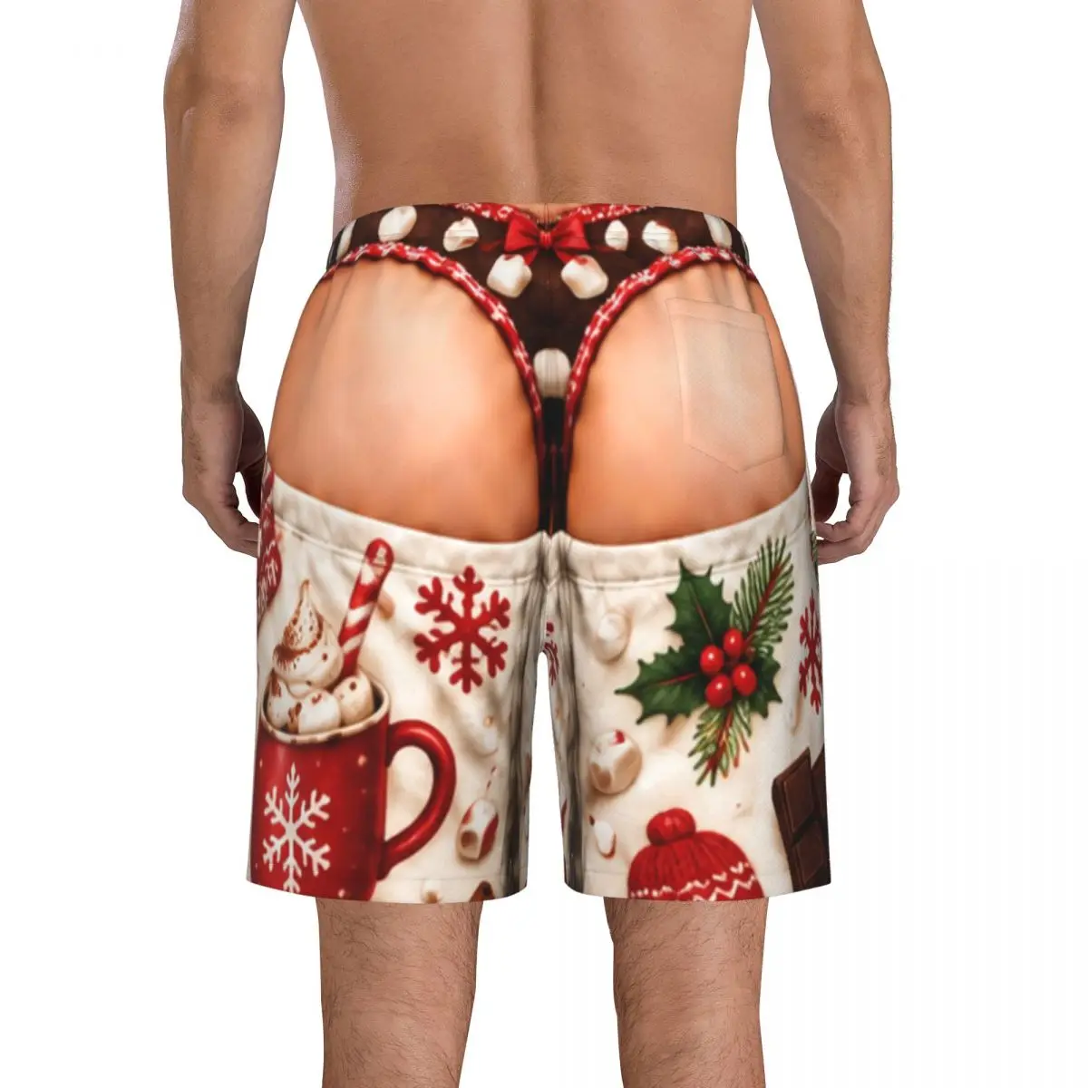 Merry Christmas Santa Claus Snowman Board Shorts For Men Beach Shorts Holiday Hawaii Swimming Trunks