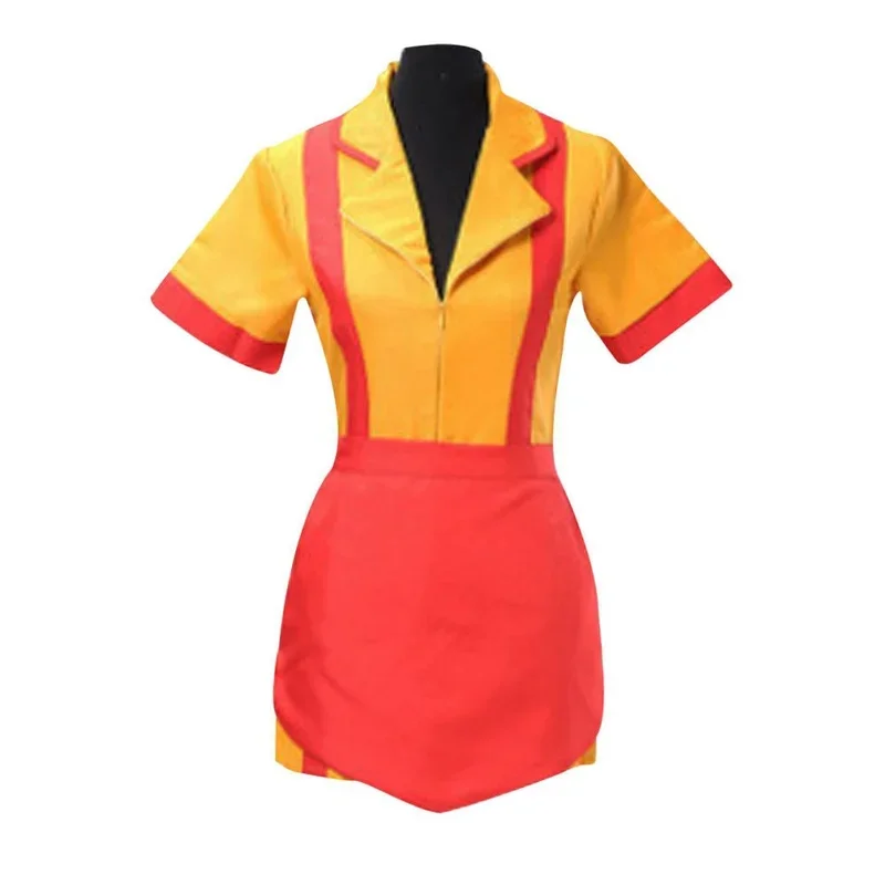 Custom Made 2 Broke Girls Costume Halloween Outfit Max Black Caroline Wesbox Channing Cosplay Suit 2 Broke Girls Apron Dress