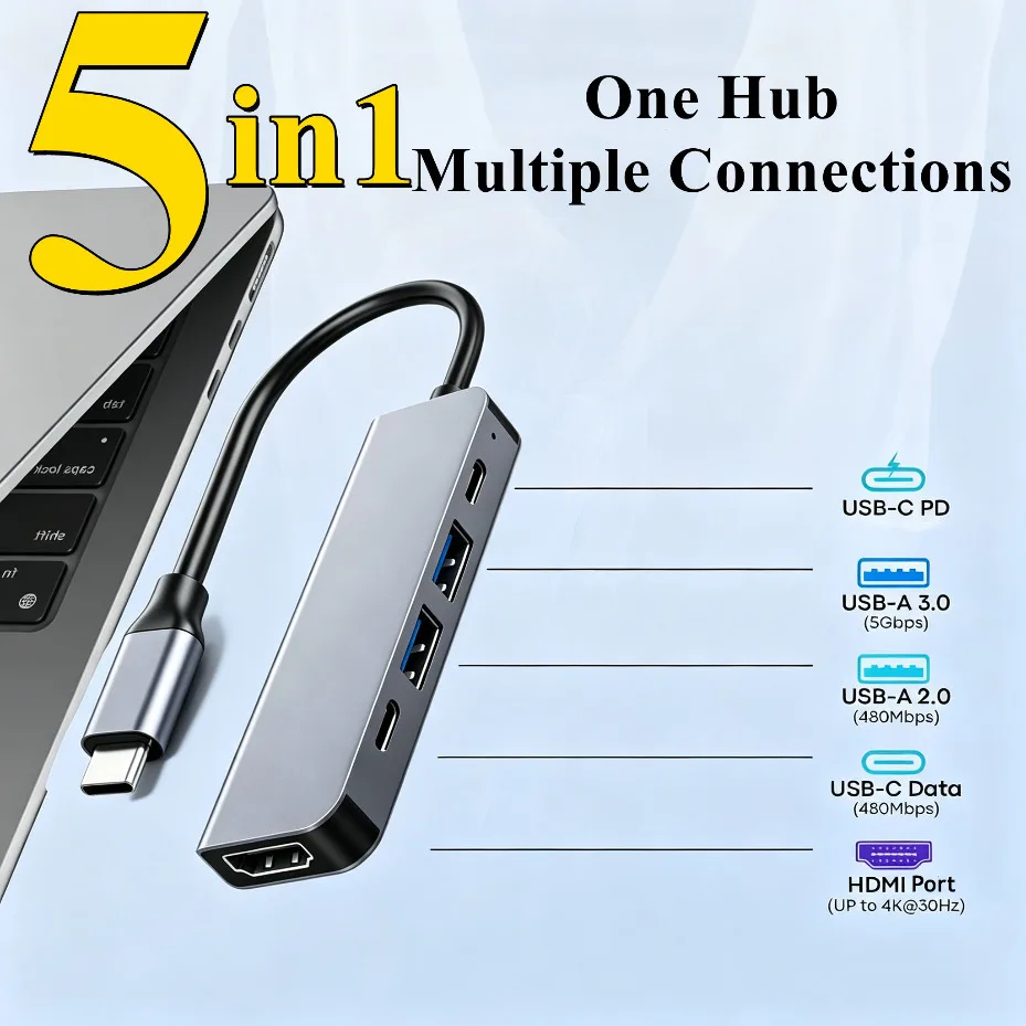 USB C Hub to 4K HDMI-Compatible USB 3.0 2.0 Type C PD Charging Dock for MacBook iPad Samsung S10 Dex TV Mouse Keyboard U Disk