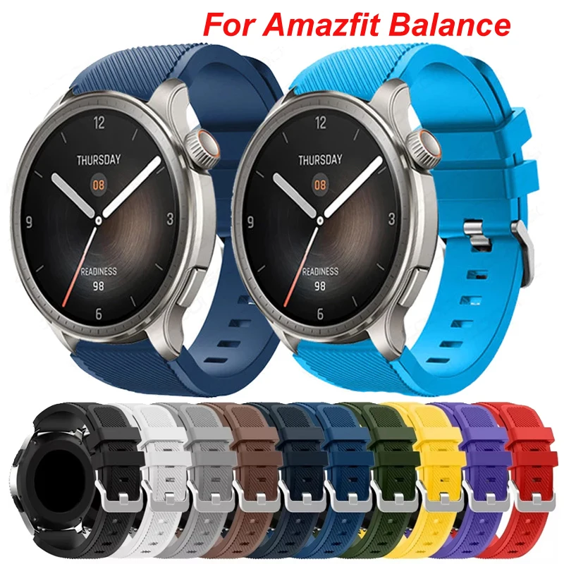 22mm Silicone Strap For Amazfit Balance Smartwatch Bracelet Correa For Amazfit Bip 6 5/Cheetah Round/Pro/GTR2 3 4 47MM Stratos 3