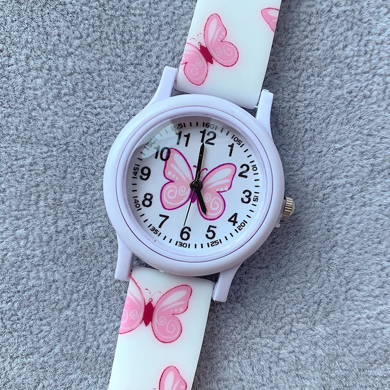 Nuevos relojes de moda para chicas, Reloj de dibujos animados de nube de mariposa para niños, Reloj de cuarzo, Reloj de pulsera bonito para niños, Reloj de regalo para Mujer