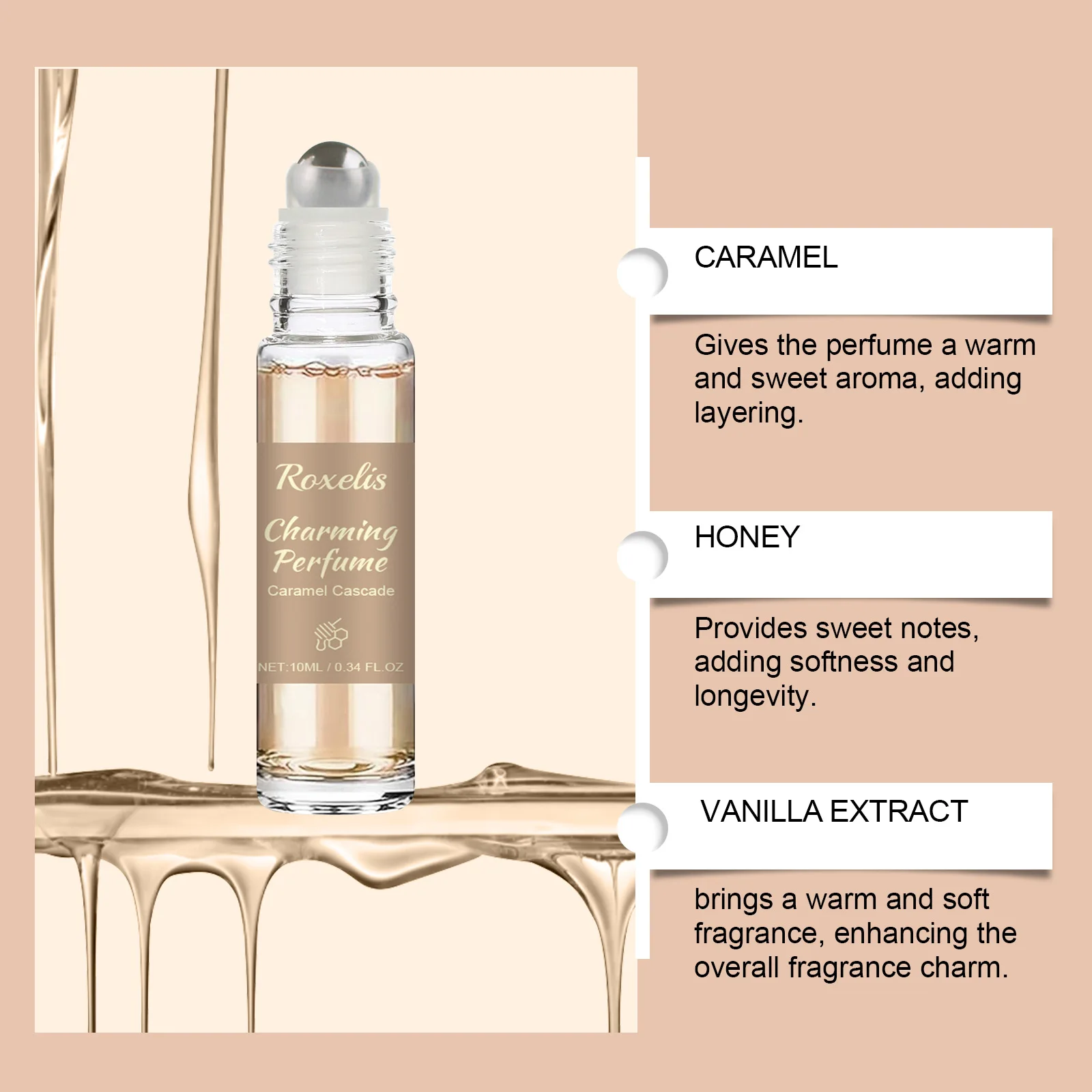 10ml Charming Perfume Caramel Cascade Caramel Honey Perfumes Fragrance for Women Long-lasting Mist Scent for Daily Travel