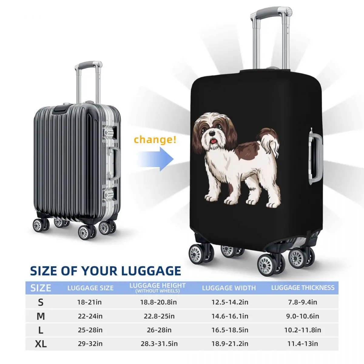 Cubierta de equipaje personalizada para perro Shih Tzu, Protector lavable para maleta de viaje