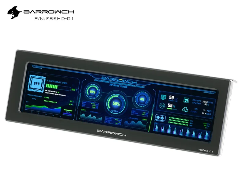 Barrowch FBEHD-01 شاشة توسيع خارجية 8.8 بوصة شاشة LCD عالية الدقة للكمبيوتر وحدة المعالجة المركزية AIDA64 مراقبة درجة حرارة الأجهزة